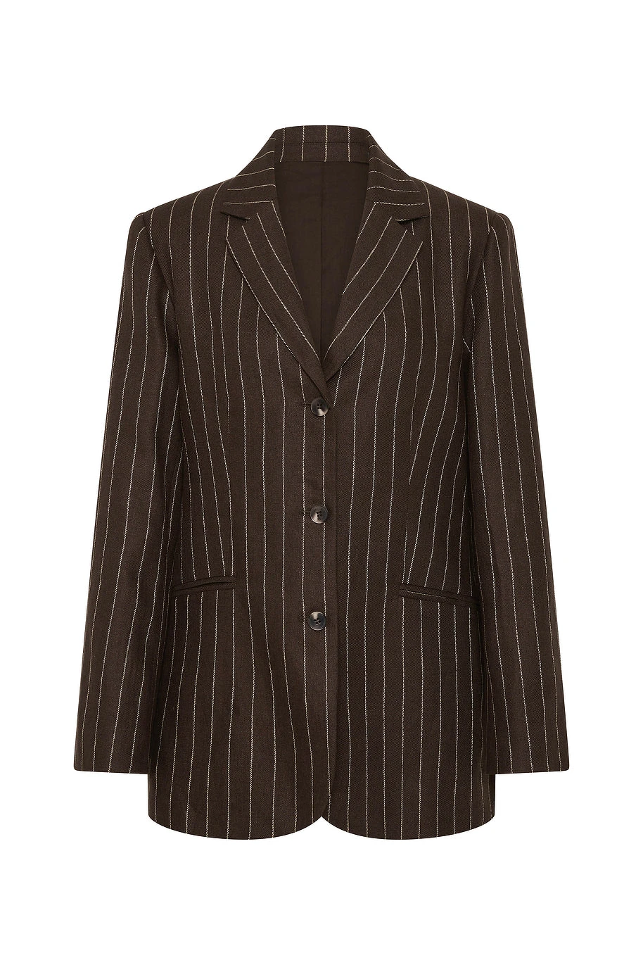 Posse Leon Blazer - Chocolate Cream Pinstripe – Minimalist Sustainable Jackets | Luxury Shoes Leon Blazer - Chocolate Cream Pinstripe by Posse the Label ‚Äì luxury jackets in Brown available at Luxury Shoes