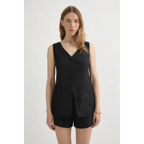 Posse Lorenzo Tailored Vest - Black – sustainable Jackets in Black from Australian designer at Luxury Shoes .