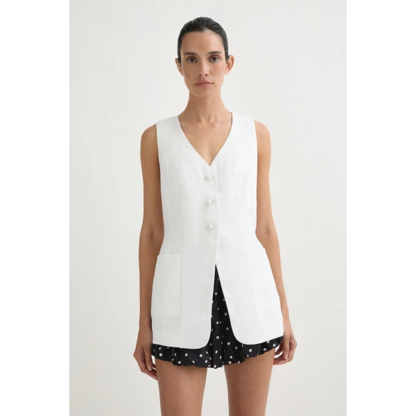 Posse Lorenzo Tailored Vest - Ivory – sustainable Jackets in Ivory from Australian designer at Luxury Shoes .