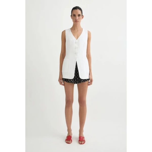 Posse Lorenzo Tailored Vest - Ivory – sustainable Jackets in Ivory from Australian designer at Luxury Shoes .