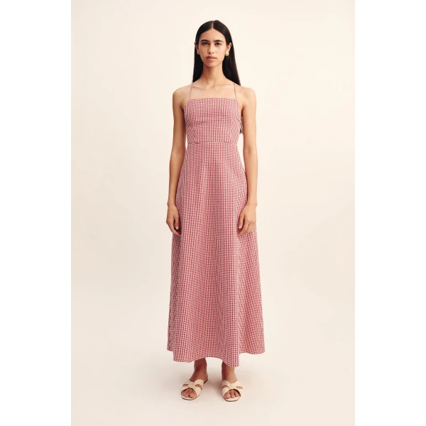 Posse Lori Dress - Red Gingham – sustainable Dresses in Red from Australian designer at Luxury Shoes .
