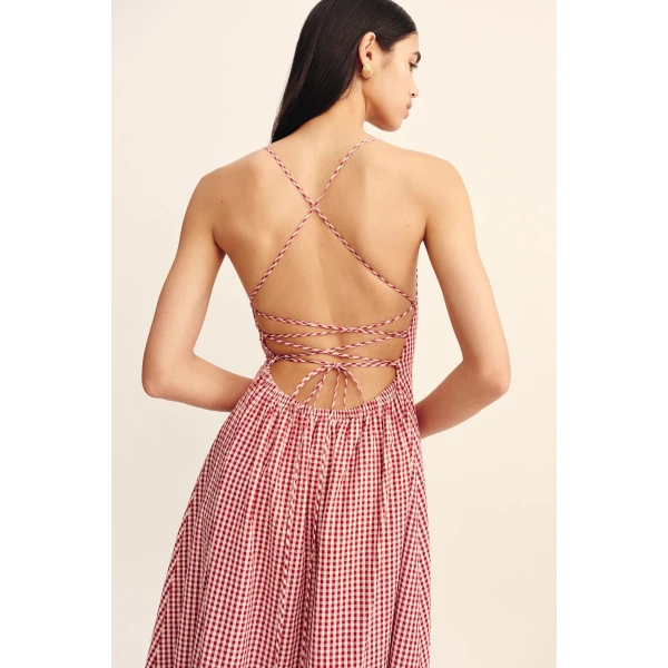 Posse Lori Dress - Red Gingham – sustainable Dresses in Red from Australian designer at Luxury Shoes .