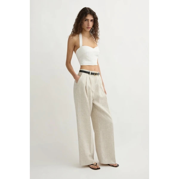 Posse Louis Trouser - Natural – sustainable Pants in Neutrals from Australian designer at Luxury Shoes .