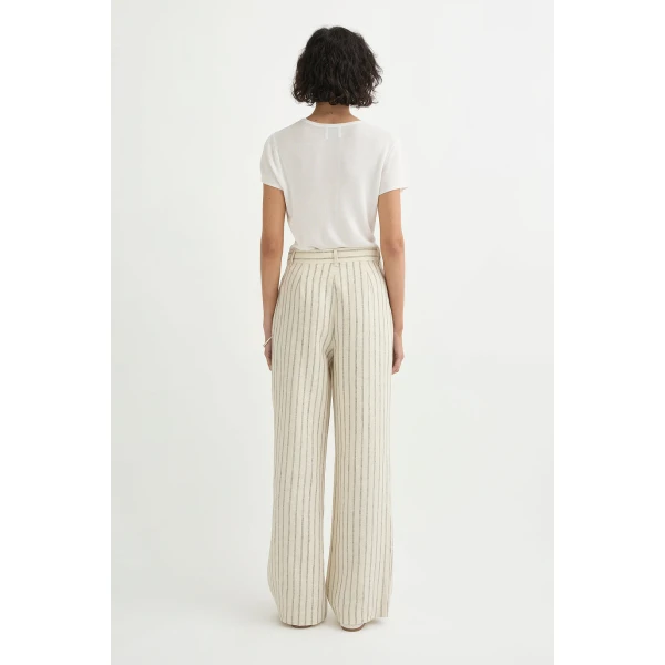 Posse Mackenzie Trouser - Cream Pinstripe – sustainable Pants in Ivory from Australian designer at Luxury Shoes .