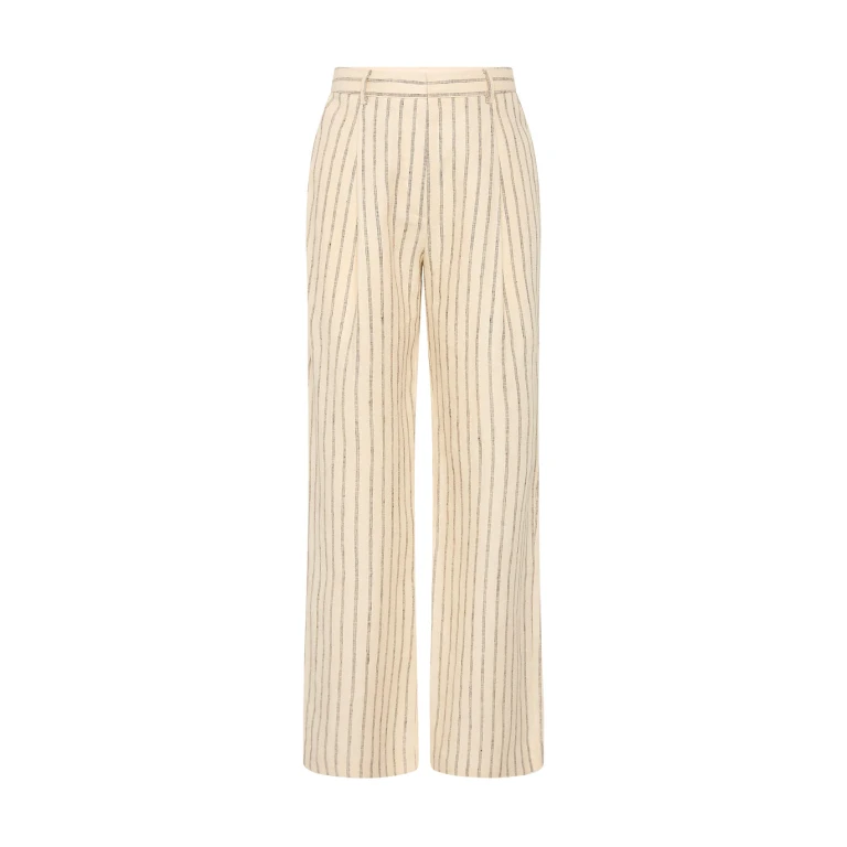 Mackenzie Trouser - Cream Pinstripe by Posse the Label ‚Äì luxury pants in Ivory available at Luxury Shoes 