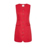 Matilda Button Down Mini - Red by Posse the Label ‚Äì luxury dresses in Red available at Luxury Shoes 