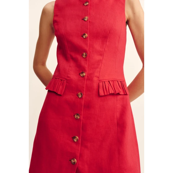 Posse Matilda Button Down Mini - Red – sustainable Dresses in Red from Australian designer at Luxury Shoes .