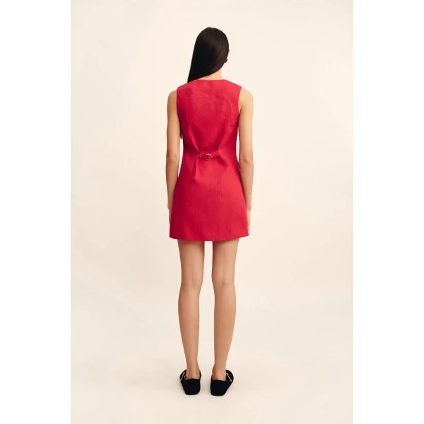 Posse Matilda Button Down Mini - Red – sustainable Dresses in Red from Australian designer at Luxury Shoes .
