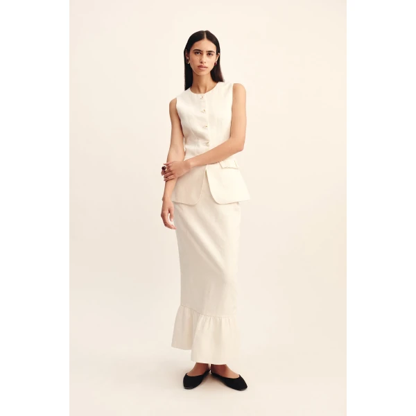 Posse Matilda Column Skirt - Cream – sustainable Skirts in Ivory from Australian designer at Luxury Shoes .