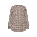 Mira Shirt - Petite Mocha Gingham by Posse the Label ‚Äì luxury tops in Brown available at Luxury Shoes 