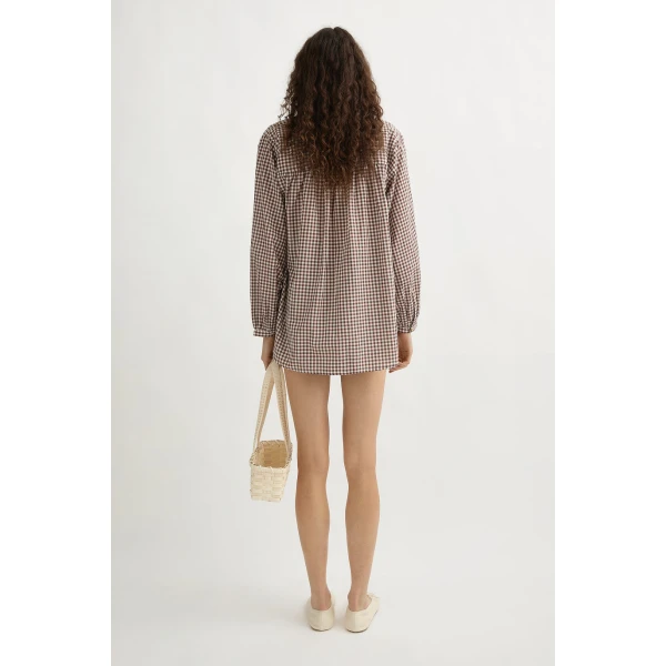Posse Mira Shirt - Petite Mocha Gingham – sustainable Tops in Brown from Australian designer at Luxury Shoes .