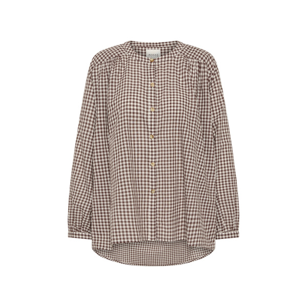 Mira Shirt - Petite Mocha Gingham by Posse the Label ‚Äì luxury tops in Brown available at Luxury Shoes 