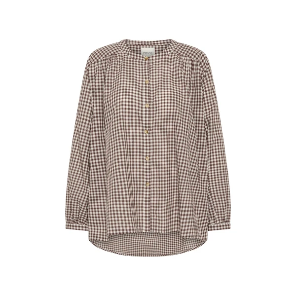 Mira Shirt - Petite Mocha Gingham by Posse the Label ‚Äì luxury tops in Brown available at Luxury Shoes 