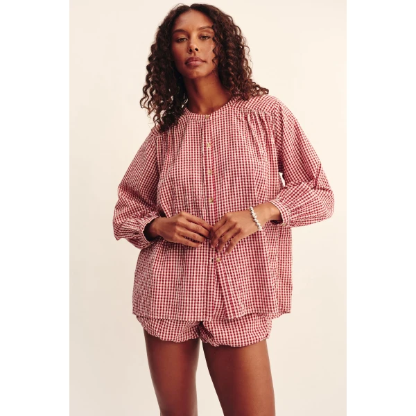 Posse Mira Shirt - Red Gingham – sustainable Tops in Red from Australian designer at Luxury Shoes .