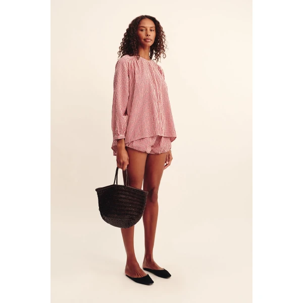 Posse Mira Shirt - Red Gingham – sustainable Tops in Red from Australian designer at Luxury Shoes .
