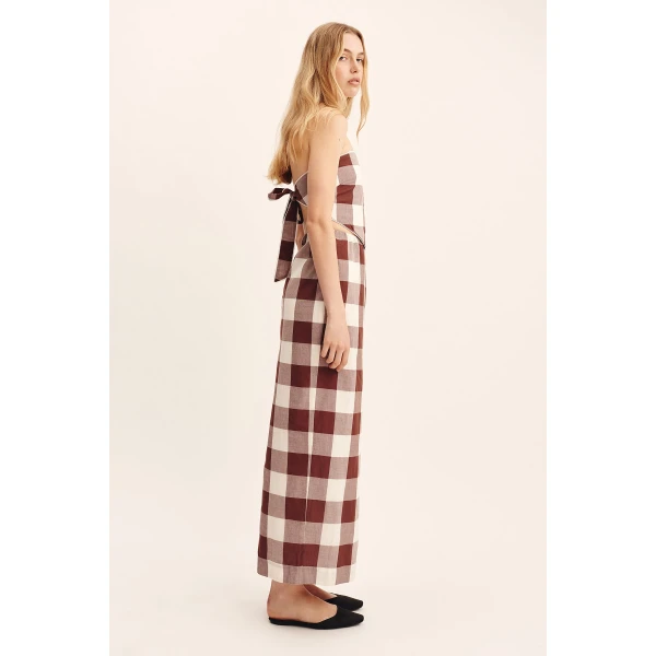 Posse Mira Skirt - Mocha Gingham – sustainable Skirts in Brown from Australian designer at Luxury Shoes .