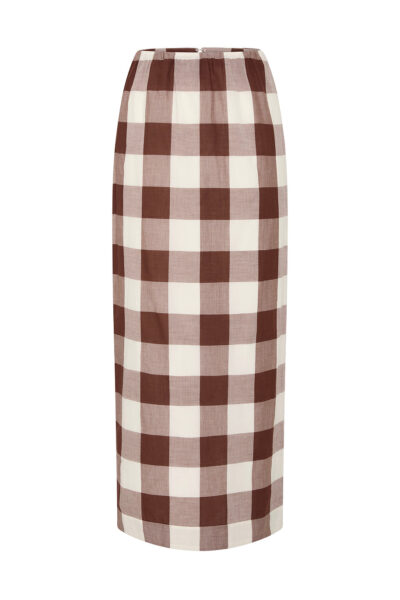 Mira Skirt - Mocha Gingham by Posse the Label ‚Äì luxury skirts in Brown available at Luxury Shoes 