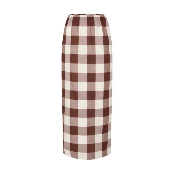 Mira Skirt - Mocha Gingham by Posse the Label ‚Äì luxury skirts in Brown available at Luxury Shoes 