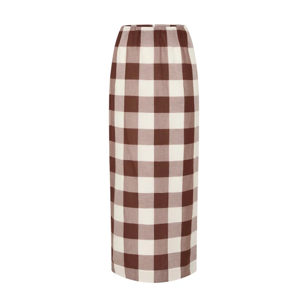 Mira Skirt - Mocha Gingham by Posse the Label ‚Äì luxury skirts in Brown available at Luxury Shoes 