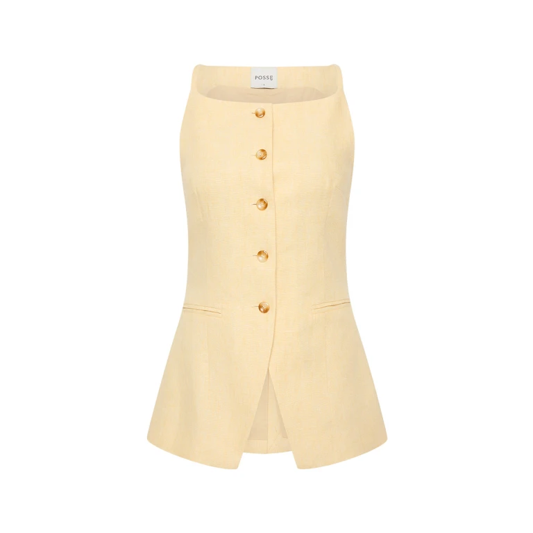 Nancy Gilet - Dusty Citron by Posse the Label ‚Äì luxury jackets in Yellow available at Luxury Shoes 