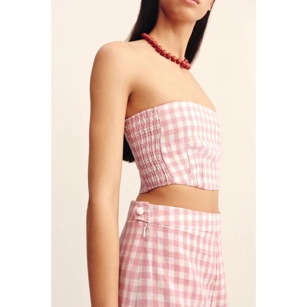 Posse Paige Bandeau - Pink Gingham – sustainable Tops in Pink from Australian designer at Luxury Shoes .