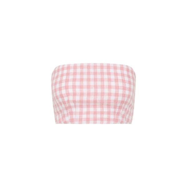 Paige Bandeau - Pink Gingham by Posse the Label ‚Äì luxury tops in Pink available at Luxury Shoes 