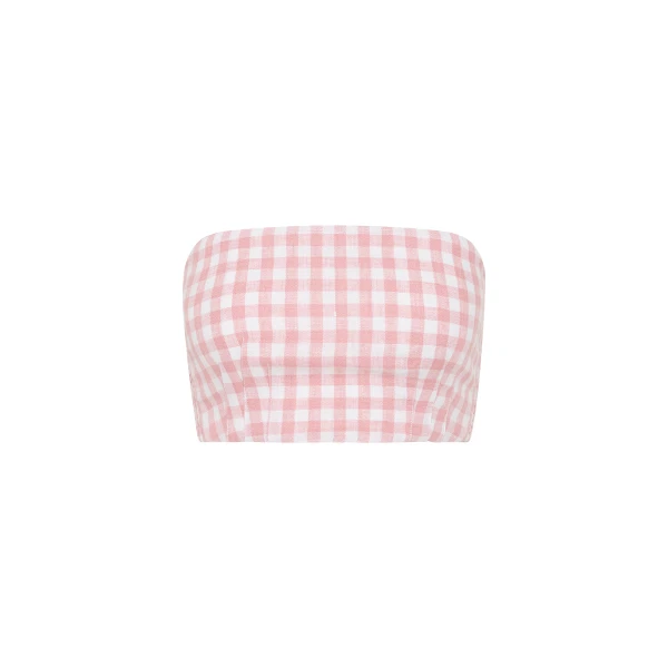 Paige Bandeau - Pink Gingham by Posse the Label ‚Äì luxury tops in Pink available at Luxury Shoes 
