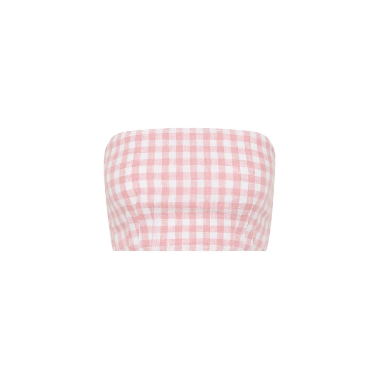 Paige Bandeau - Pink Gingham by Posse the Label ‚Äì luxury tops in Pink available at Luxury Shoes 