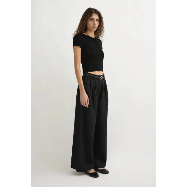 Posse Parker Trouser - Black – sustainable Pants in Black from Australian designer at Luxury Shoes .