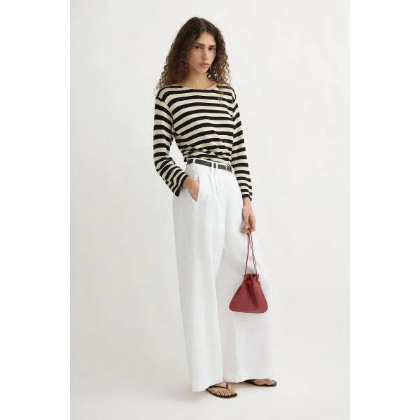 Posse Parker Trouser - Ivory – sustainable Pants in Ivory from Australian designer at Luxury Shoes .
