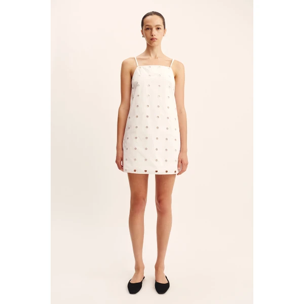 Posse Peggy Mini Dress - Vintage White – sustainable Dresses in White from Australian designer at Luxury Shoes .