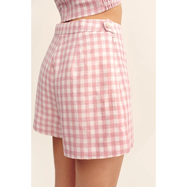 Posse Perri Short - Pink Gingham – sustainable Shorts in Pink from Australian designer at Luxury Shoes .