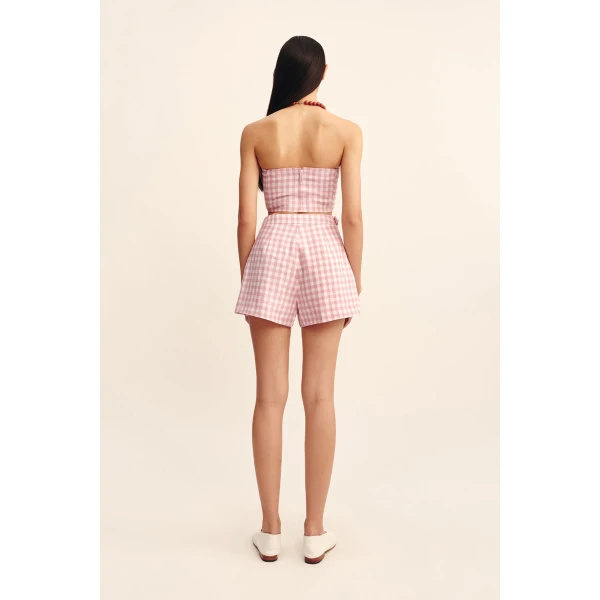Posse Perri Short - Pink Gingham – sustainable Shorts in Pink from Australian designer at Luxury Shoes .