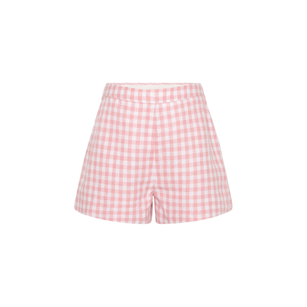 Perri Short - Pink Gingham by Posse the Label ‚Äì luxury shorts in Pink available at Luxury Shoes 