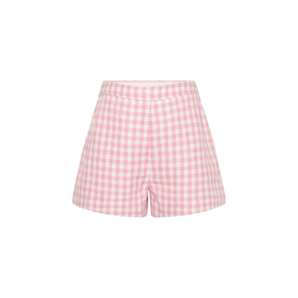 Perri Short - Pink Gingham by Posse the Label ‚Äì luxury shorts in Pink available at Luxury Shoes 