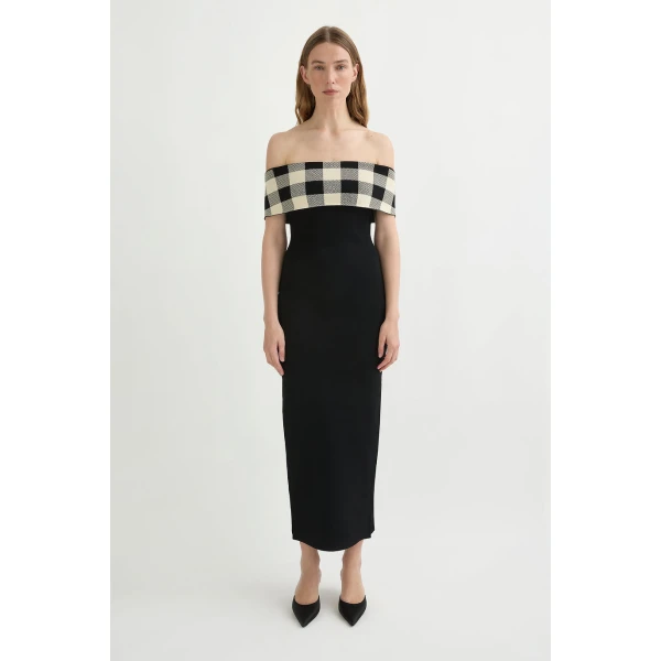 Posse Pippa Off The Shoulder Dress - Heritage Plaid – sustainable Dresses in Multicolour from Australian designer at Luxury Shoes .