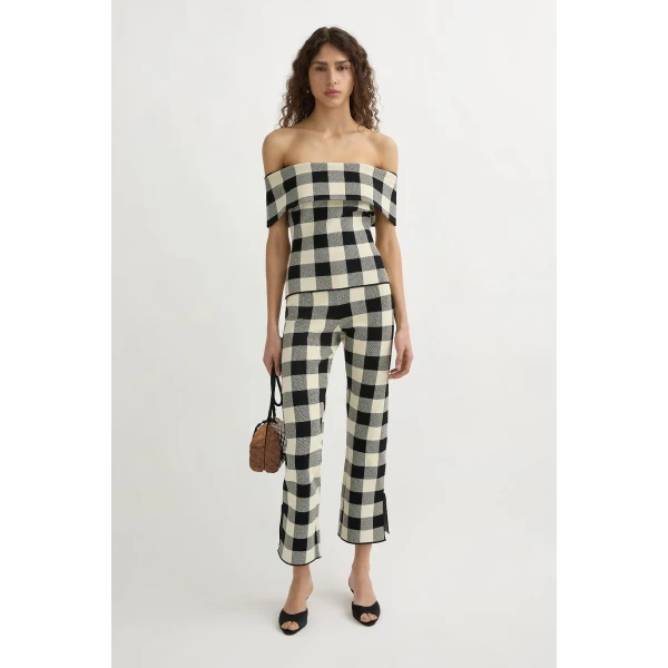 Posse Pippa Strapless Top - Heritage Plaid – sustainable Tops in Multicolour from Australian designer at Luxury Shoes .