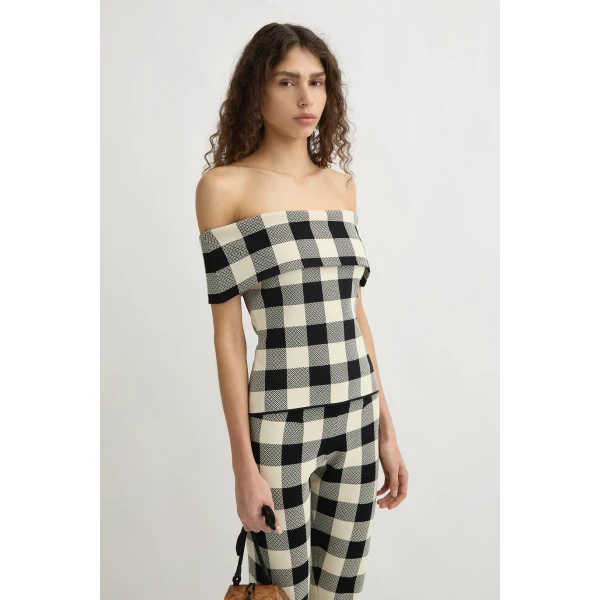 Posse Pippa Strapless Top - Heritage Plaid – sustainable Tops in Multicolour from Australian designer at Luxury Shoes .