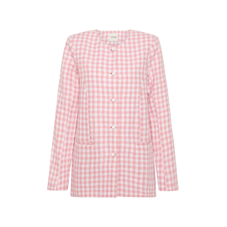 Rio Shift Jacket - Pink Gingham by Posse the Label ‚Äì luxury jackets in Pink available at Luxury Shoes 