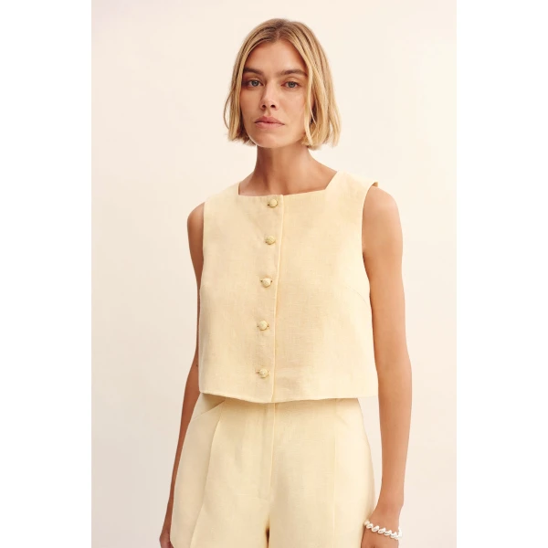 Posse Rio Top - Dusty Citron – sustainable Tops in Yellow from Australian designer at Luxury Shoes .