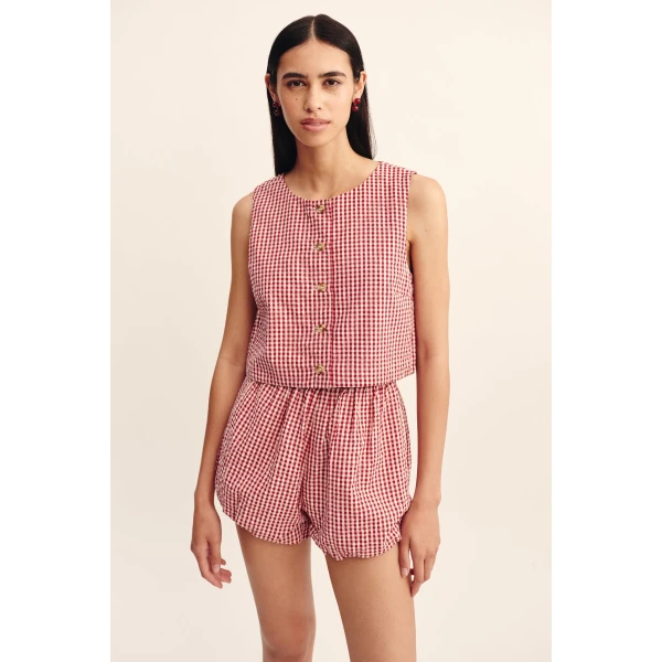 Posse Rio Top - Red Gingham – sustainable Tops in Red from Australian designer at Luxury Shoes .