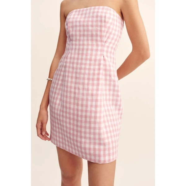Posse Rosalie Strapless Mini Dress - Pink Gingham – sustainable Dresses in Pink from Australian designer at Luxury Shoes .