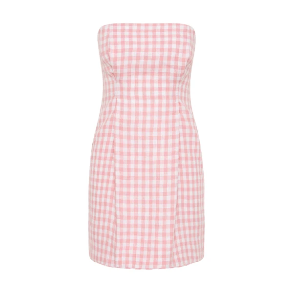 Rosalie Strapless Mini Dress - Pink Gingham by Posse the Label ‚Äì luxury dresses in Pink available at Luxury Shoes 