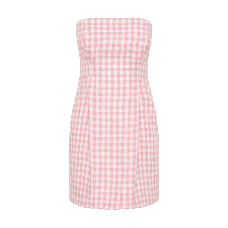 Rosalie Strapless Mini Dress - Pink Gingham by Posse the Label ‚Äì luxury dresses in Pink available at Luxury Shoes 