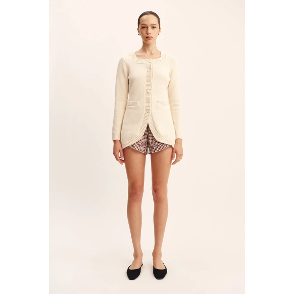 Posse Sabrina Cardigan - Cream – sustainable Knitwear in Ivory from Australian designer at Luxury Shoes .