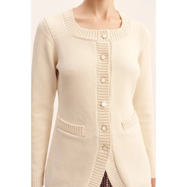 Posse Sabrina Cardigan - Cream – sustainable Knitwear in Ivory from Australian designer at Luxury Shoes .