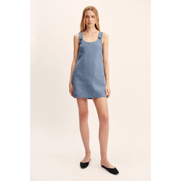 Posse Thea Shift Dress - Steel Blue – sustainable Dresses in Blue from Australian designer at Luxury Shoes .