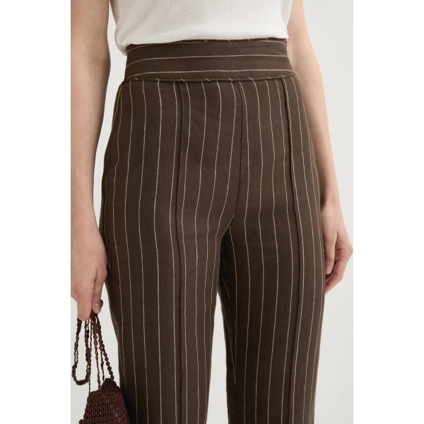Posse Thea Trouser - Chocolate Cream Pinstripe – sustainable Pants in Brown from Australian designer at Luxury Shoes .