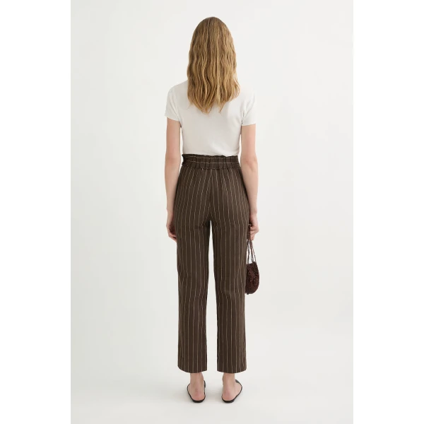 Posse Thea Trouser - Chocolate Cream Pinstripe – sustainable Pants in Brown from Australian designer at Luxury Shoes .