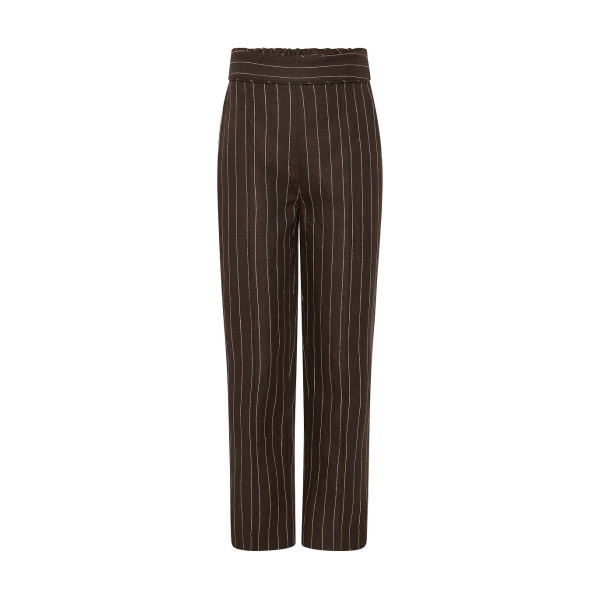 Thea Trouser - Chocolate Cream Pinstripe by Posse the Label ‚Äì luxury pants in Brown available at Luxury Shoes 